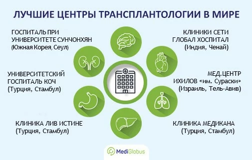 Инфографика: Лучшие центры трансплантации органов