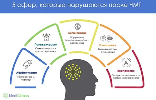 Инфографика про последствия черепно-мозговой травмы