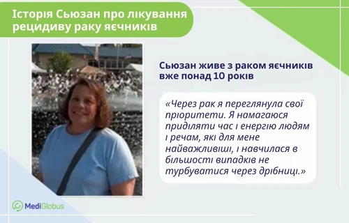 фото та відгук Сьюзан про лікування рецидиву раку яєчників