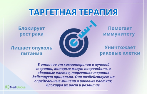 Инфографика про принципы действия таргетной терапии при лечении рака